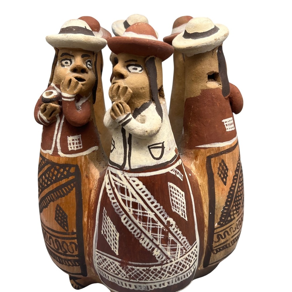 Peruvian Latin American Folk Art Gossiping Ladies Pottery Clay Whistle‎